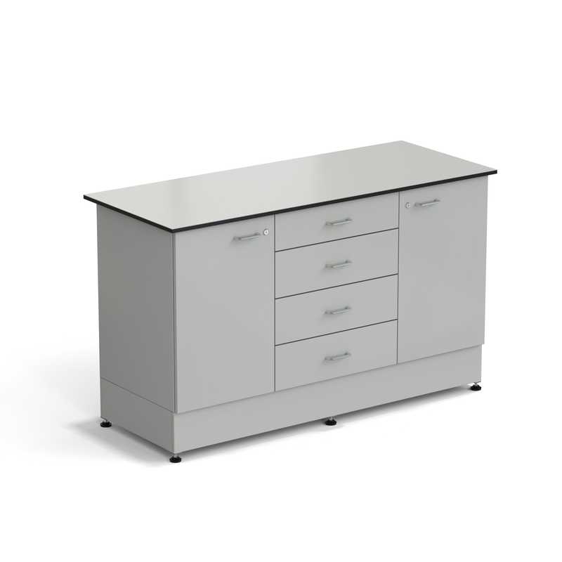 77.0151.10.08-01 Стол-тумба ЭКРОС 1500х600х900 мм 1 дверь + 1 дверь + 4 ящика, раб. поверхность - LABGRADE